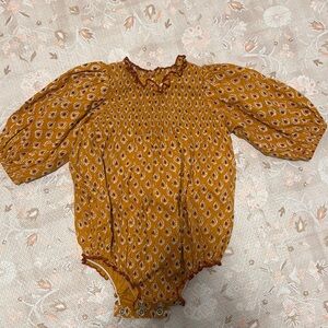 Vintage-Style Mustard Baby Romper